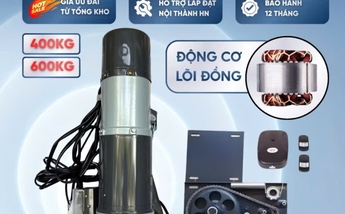 Motor Cửa Cuốn 400-600KG Chân Xoè Lõi Đồng